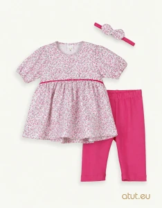 00228 Komplet tunika + legginsy 68 ciemny róż