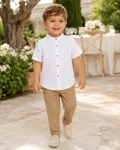 98-122 Linen + Cotton Shirt short sleeve