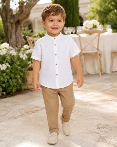 98-122 Linen + Cotton Shirt short sleeve