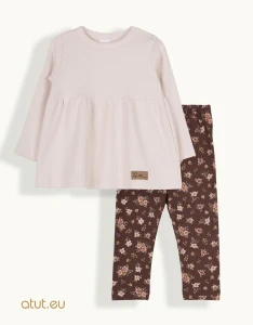 00329 Komplet tunika + legginsy 74 ciemny brąz