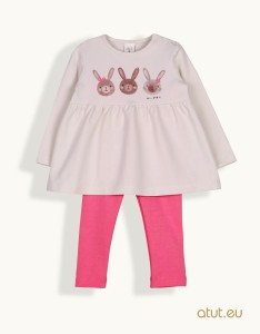 00064 Komplet tunika + legginsy 74 róż