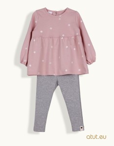1464 Komplet tunika + legginsy 86 brudny róż