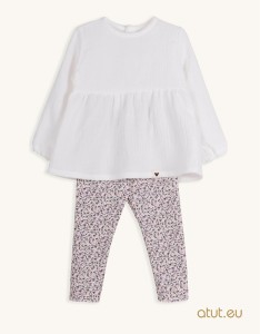 1232 Komplet tunika + legginsy 74 jasny ecru
