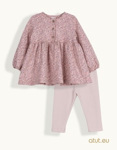 00128 Komplet tunika + legginsy 86 brudny róż
