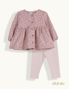 00128 Komplet tunika + legginsy 68 brudny róż